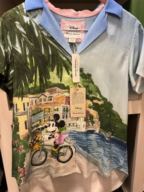Disney Tommy Bahama Minnie Mouse Seaside Button-Down Shirt - Blue, Green, Pink